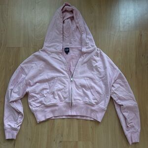 GAP Light Pink Cropped Zip Hoodie